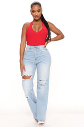 Free Fallin' Ripped Straight Leg Jeans - Light Blue Wash Ins Street